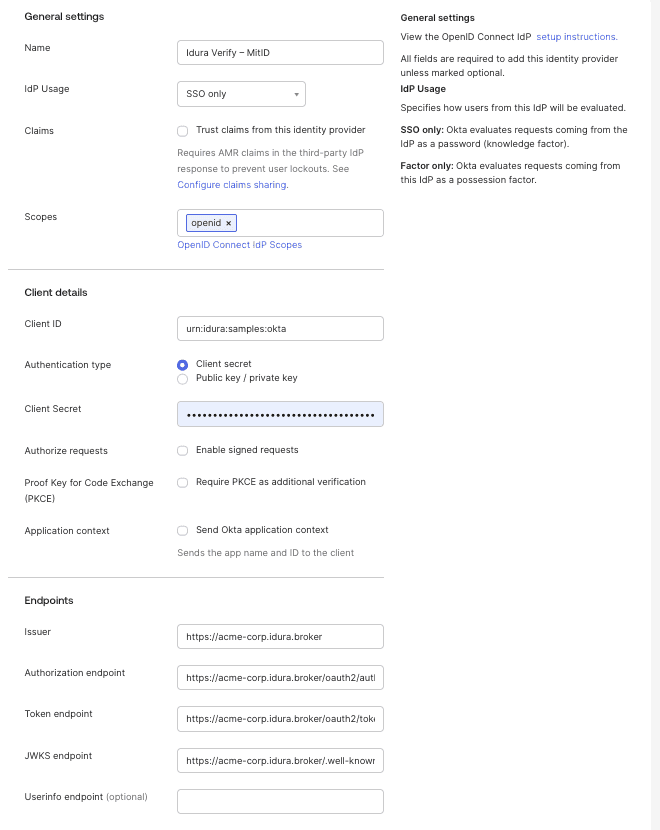Example identity provider
